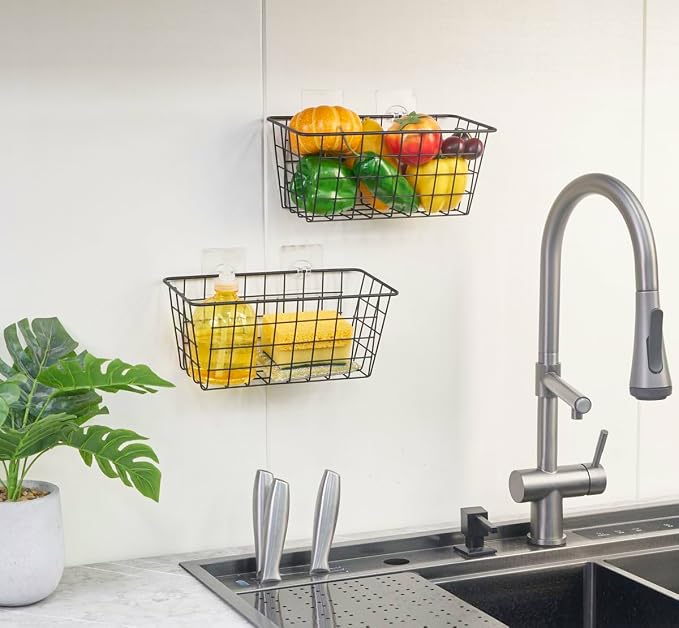 JUNCHU CHERRY 2 Pack Hanging Storage Basket, Bathroom Basket, Household Goods - Image 9