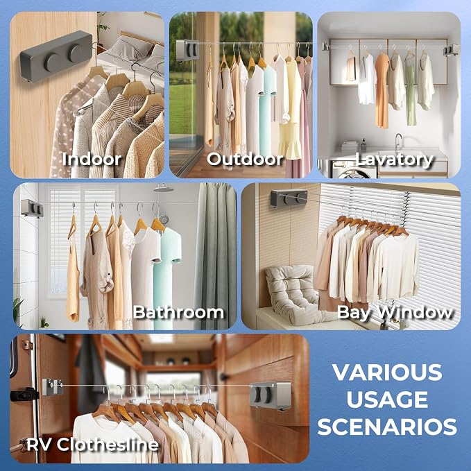 Retractable Clothesline Indoor Outside Heavy-Duty, Upgrade 304 Double Stainless - Image 3