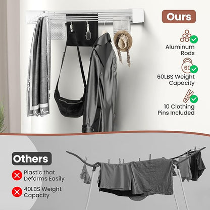 Wall-Mounted Clothes Drying Rack – Foldable Laundry Drying Rack, Space-Saving - Image 5