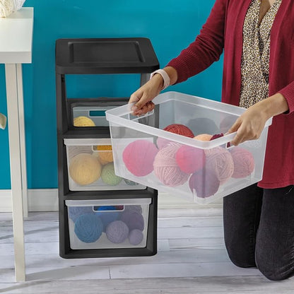 Medium 3 Drawer Tower with Removable Clear Plastic Storage Bins, Easy Assembly - Image 6