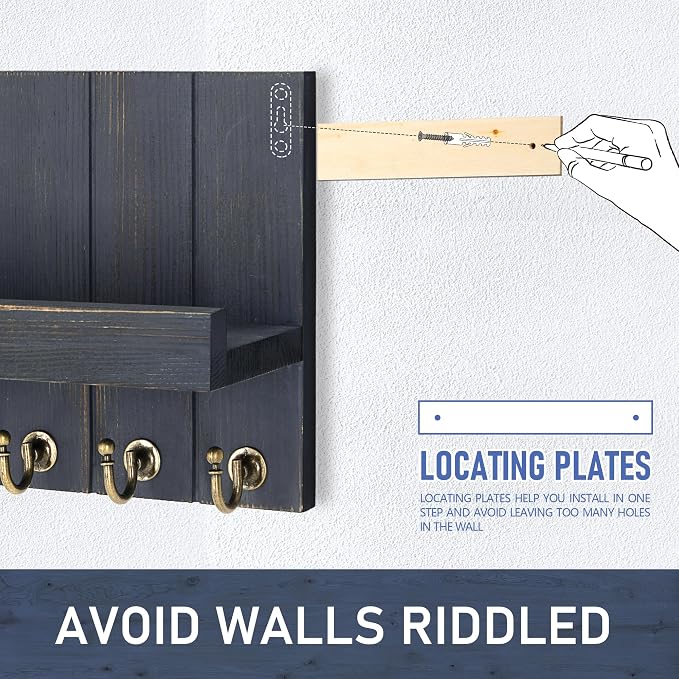 Rebee Vision Pine Wood Key Holder Wall Mount - Image 5