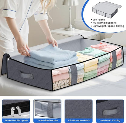 Under Bed Storage Containers, 4 Pack Blanket Storage Bags, Collapsible Storage - Image 3