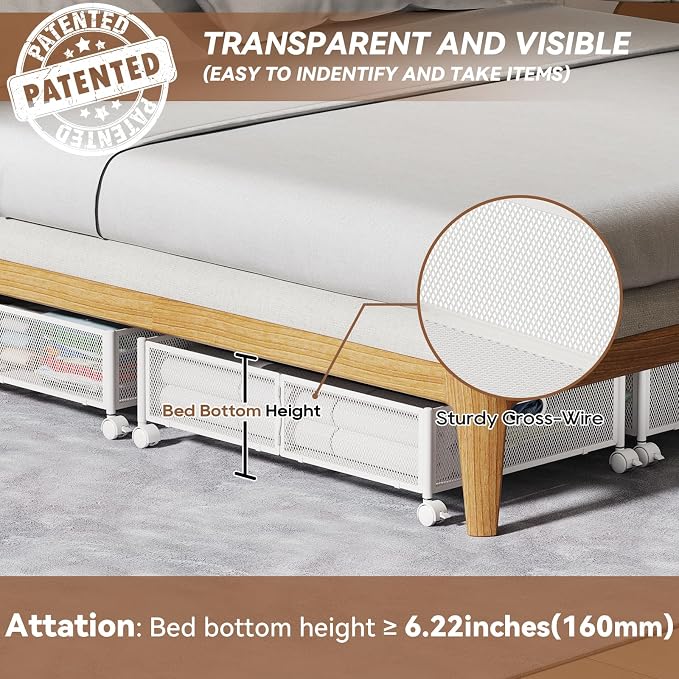 PHINOX Under Bed Storage with wheels, Under the Bed Storage Containers - Image 5