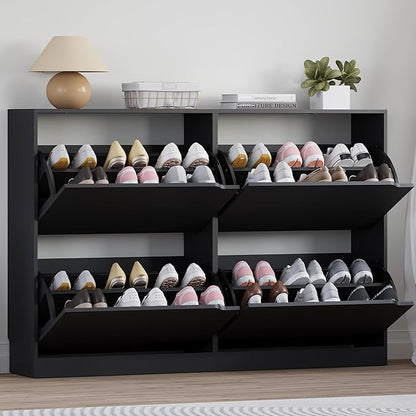 BORNOON Shoe Cabinet with 4 Flip Drawers, Narrow Hidden Shoe Storage Cabinet by BORNOON