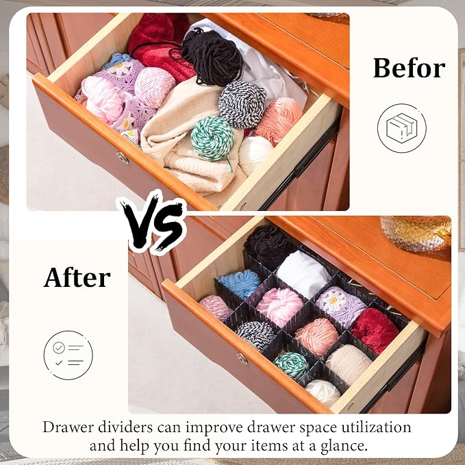Vesici 80 Pcs Drawer Dividers Adjustable Plastic Organizer DIY Separators - Image 4