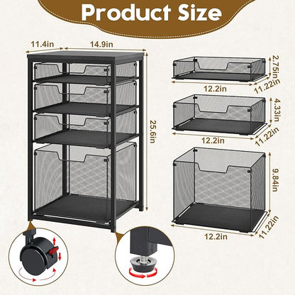 Sbanmao Rolling File Cart with 4 Storage Drawers, Mobile File Cabinet with - Image 2