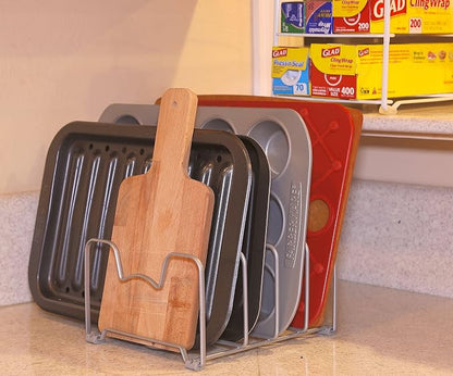 Simple Houseware 2PK Kitchen Cabinet Pan and Pot Lid Organizer Rack, Total 6 - Image 4