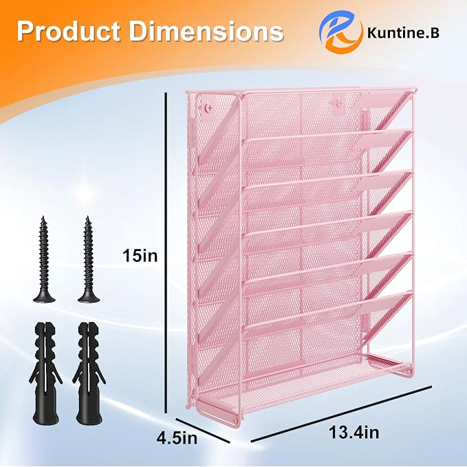 Kuntine.B Wall File Organizer Hanging Magazine Holder - Image 2
