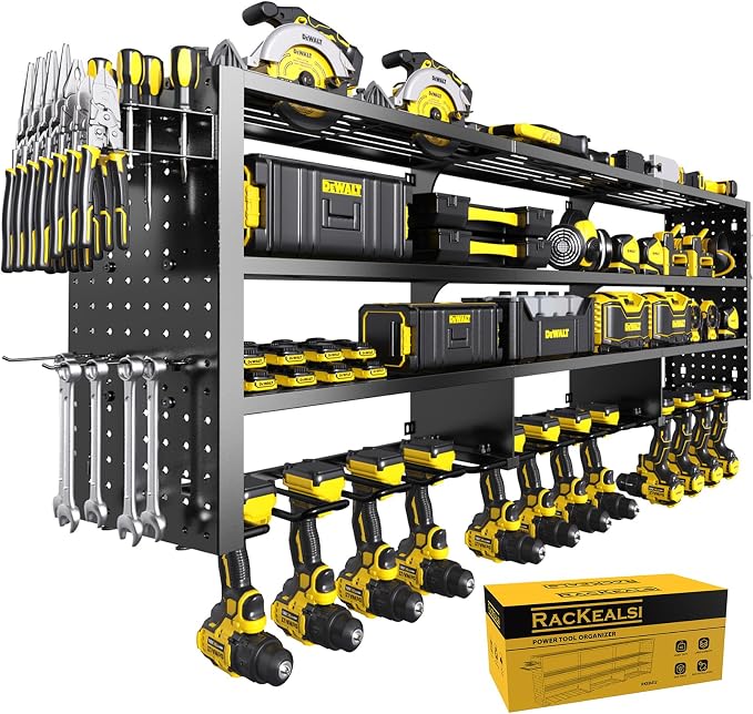 49" W Large Power Tool Organizer Wall Mount, 4 Layer Heavy Duty Metal Tool by Unknown