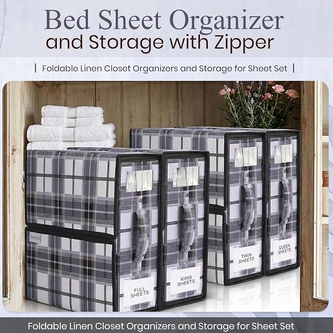 4 Pack Bed Sheet Organizer and Storage - Image 2