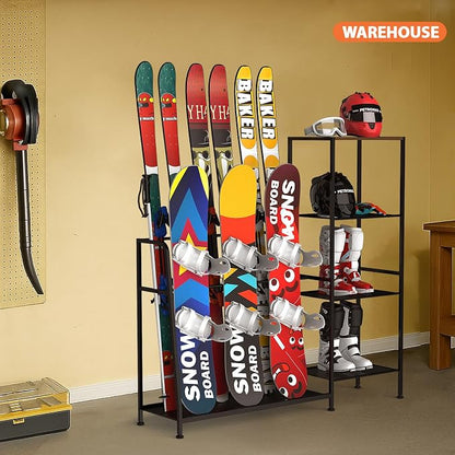 Freestanding Snowboard Rack, 4 Pair Ski, 3 Pack Snowboard, Snowboard Gear - Image 8