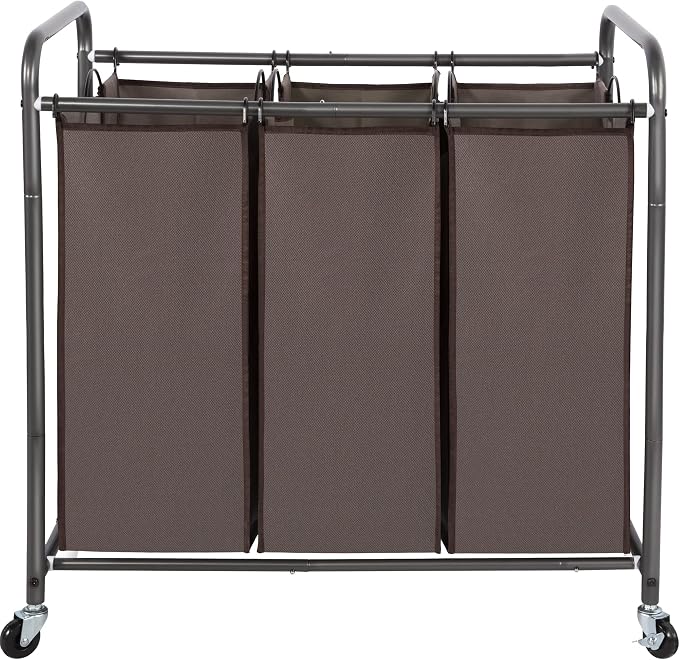 STO STO Laundry Sorter 3 Section, 3 Bag Laundry Hamper, Rolling Laundry Cart by STOSTO