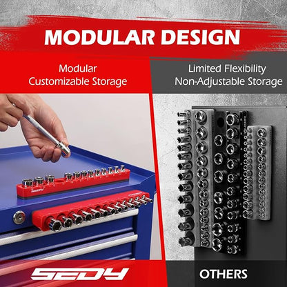2-Piece 1/4"-Drive Metric Magnetic Socket Organizer Set - Image 3