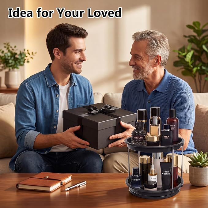 360 Rotating Makeup Organizer for Vanity, 2 Tier Cologne Organizer for Men - Image 7