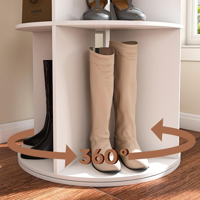 6-Tire Round Rotating Shoe Rack, 360°Spinning Shoe Display, Shoe Organizer - Image 3