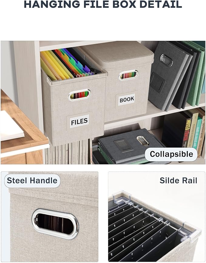 File Organizer With Lid, Hanging Filing Box With Mesh Pocket, Document Organizer - Image 5