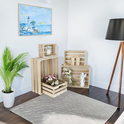 Wooden Crates, Unfinished Set of 5 Large Wood Crates - Image 6
