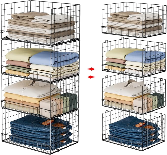 4-Tier Stackable Closet Organizers and Storage Shelves, Clothes Shelf Organizer by FollowWithYociyogaTogether