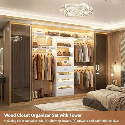 Aheaplus Closet System with 4 Drawers, 8FT Wood Closet Organizer System - Image 5