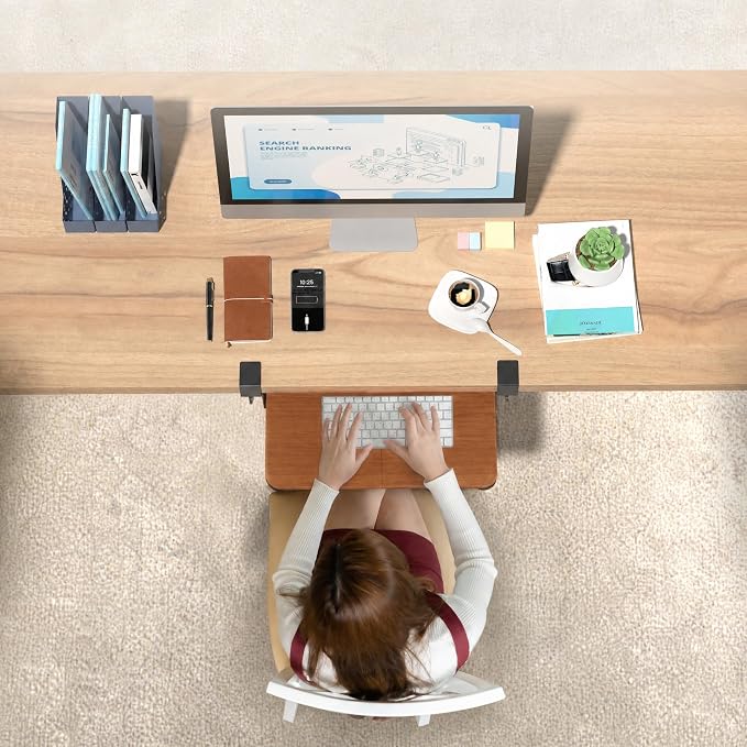 BONTEC KMT01-PJ Under Desk Keyboard Tray, Pull-Out Keyboard & Mouse Platform - Image 2