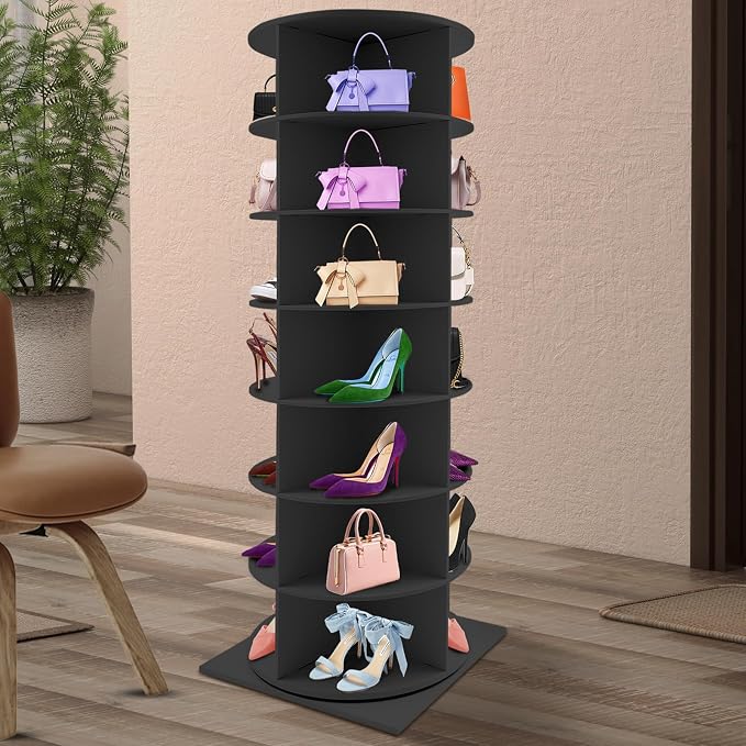 Rotating Shoe Rack, Free Standing Vertical Handbag Rotate Display Storage - Image 2