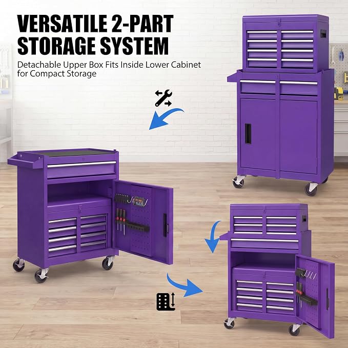 Goplus Rolling Tool Chest, 5-Drawer Tool Box Organizer w/Lockable Wheels & - Image 4