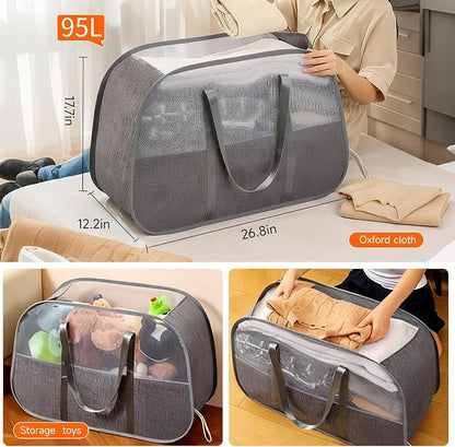 Large Collapsible Laundry Hamper, Breathable Mesh Design, Sturdy Steel Frame - Image 3