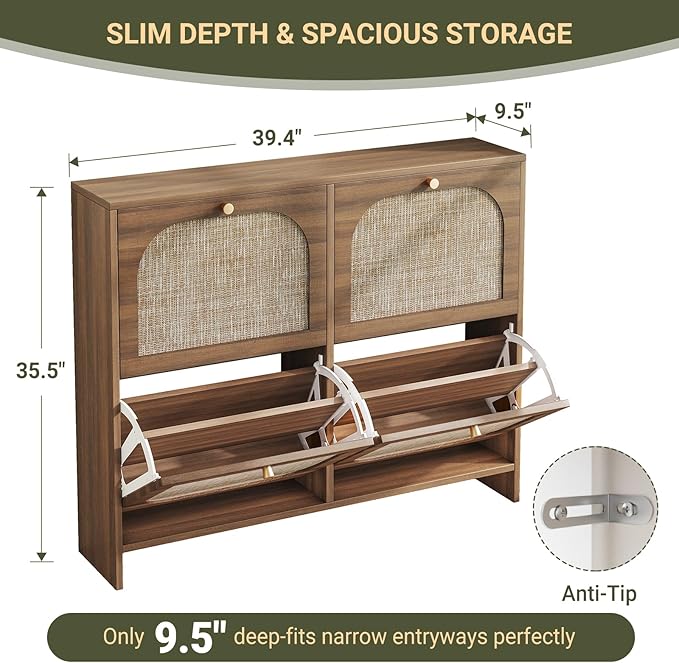 Nicetree Freestanding Ultra Slim Arched Accent Entryway Shoe Storage - Image 2
