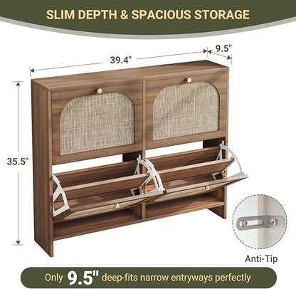 Nicetree Freestanding Ultra Slim Arched Accent Entryway Shoe Storage - Image 2