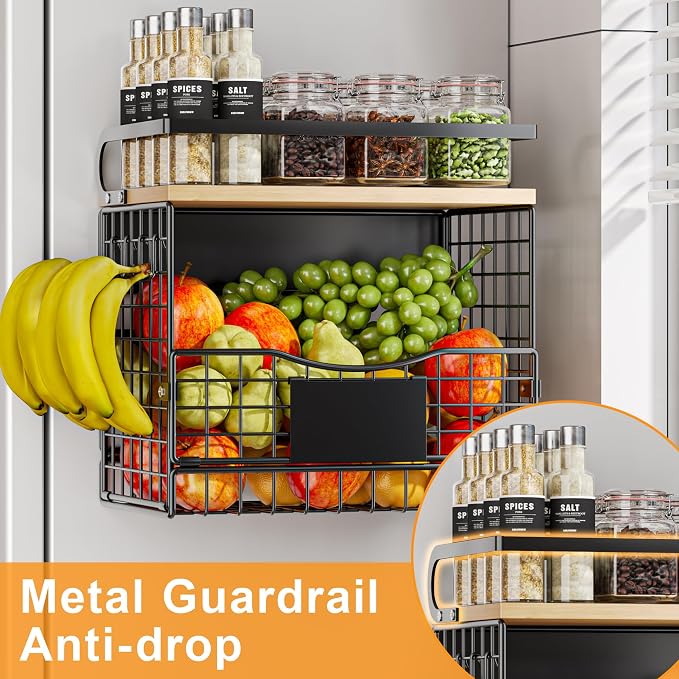 Magnetic Shelf for Fridge, Kitchen Storage Basket for Onion, Fruit and - Image 2