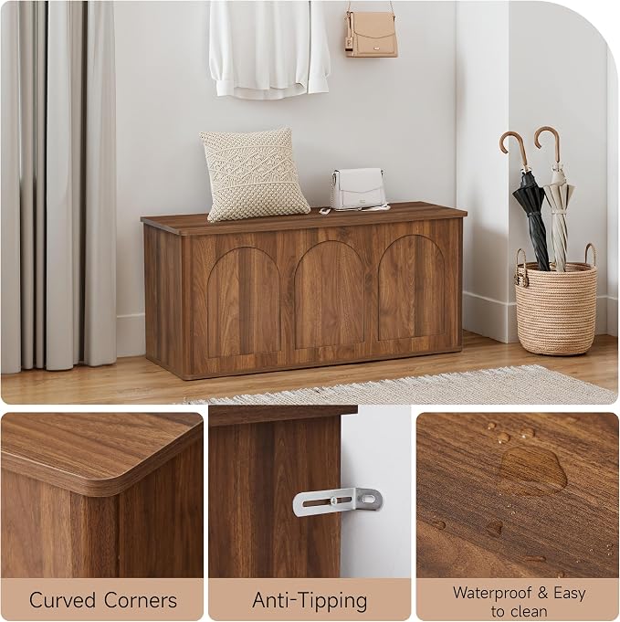 Storage Chest, Farmhouse Wooden Shoe Storage Bench - Image 4