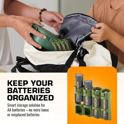 Storacell by Powerpax Slimline AA Battery Storage Caddy, Military Green - Image 3