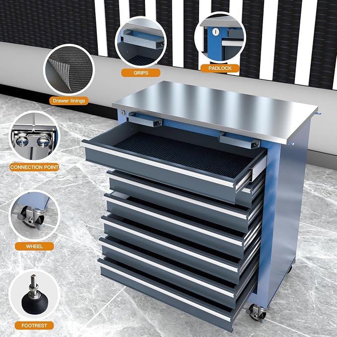 LARBANKE 3 Different Types Tool Chest Combination, Rolling Tool Chest - Image 5