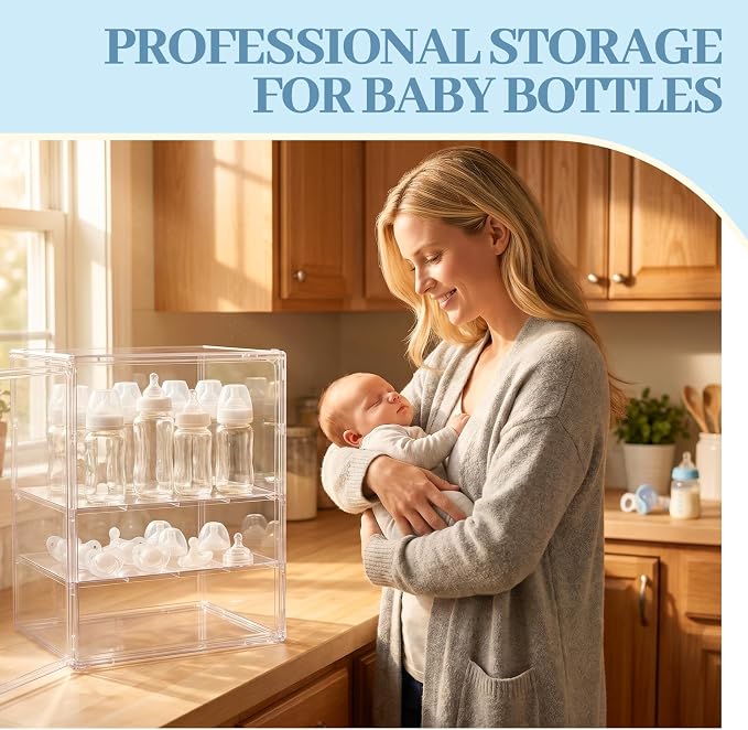 Baby Bottle Organizer, 3 Tier Bottle Storage Organizer Baby | Acrylic Bottles - Image 3
