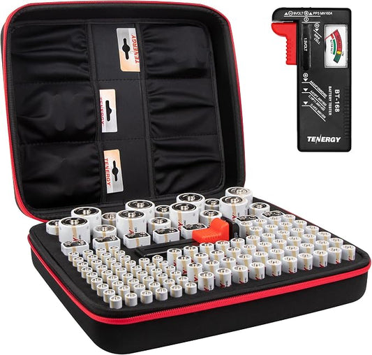 Tenergy Alkaline Batteries & Storage Case, 8xC Size, 8xD Size, 8 Pack 9V Size by Tenergy