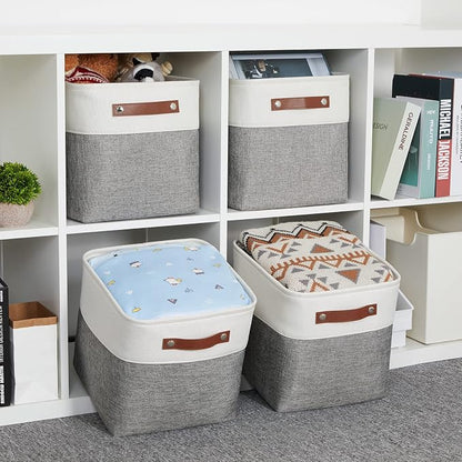 HNZIGE Fabric Cube Storage Baskets Bins Cube Baskets 11x11, Foldable Storage - Image 4