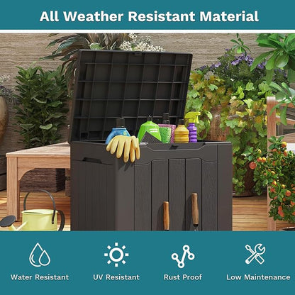 Patiolife 30 Gallon Resin Deck Box, Small Outdoor Storage - Image 4