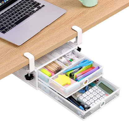 2-Tier Clamp-On Mesh Organizer, Under Desk Storage by OfficeProducts