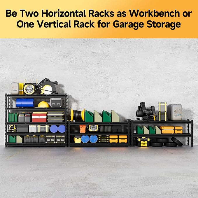 5-Tier 60" W X 20" D X 72" H Storage Shelves 2500LBS Metal Garage Shelving - Image 6