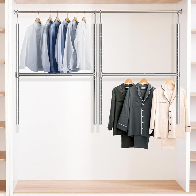 Simple Houseware Adjustable Closet Hanging Rod, Chrome - Image 2