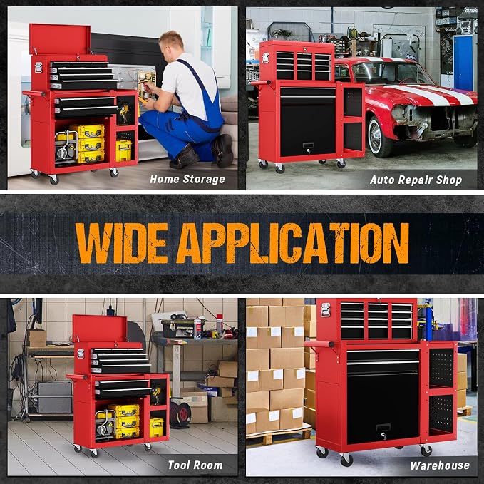 8-Drawer Rolling Tool Chest, 3-in-1 Tool Box on Wheels - Image 7