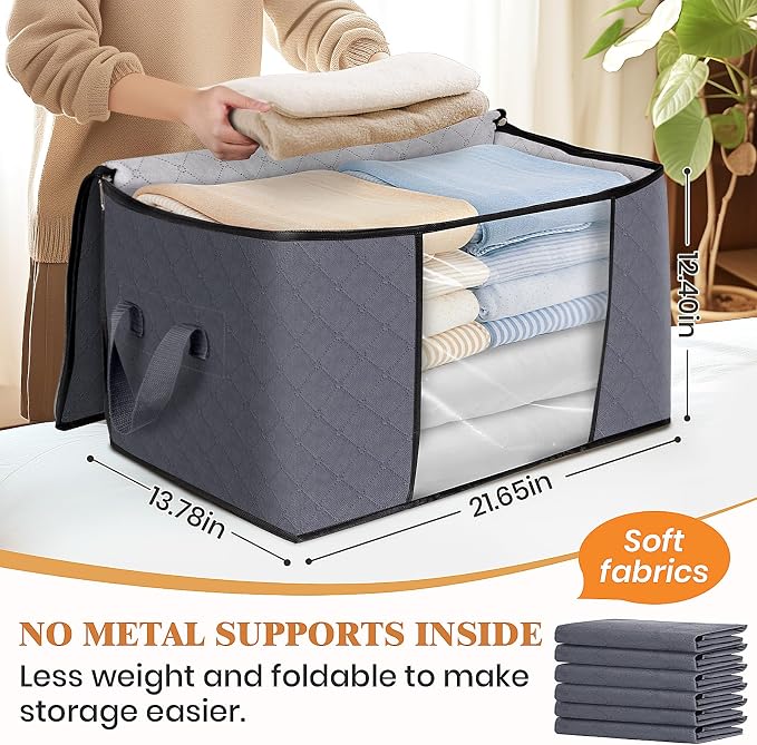 Fab totes Storage Bags, Clothes Blanket Storage Bins Foldable Closet Organizers - Image 2