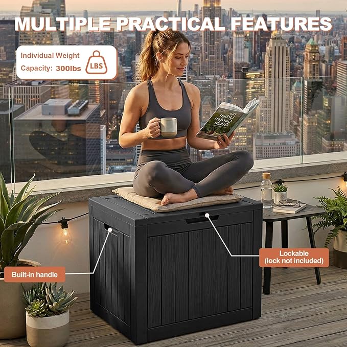 EFU Outdoor Storage Box 38 Gallon Deck Box Lockable UV Resistance Waterproof - Image 6