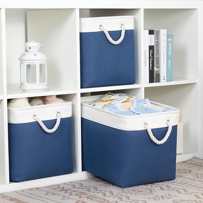 Bidtakay Large Storage Baskets for Shelves 3 Pack Fabric Storage Bins for - Image 4