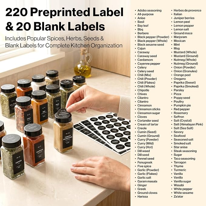 Minimalist Spice Jar Labels Self-Adhesive - Image 4