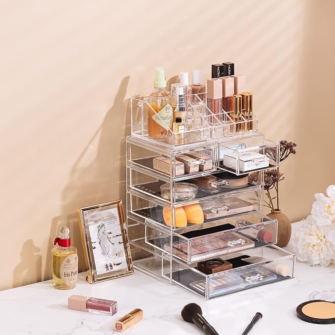 Sorbus Acrylic Makeup Organizer Set, 6-Drawer Vanity & Countertop Cosmetic - Image 5