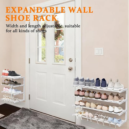 Wall Mounted Shoe Rack, 4 Tier Hanging Shoe Rack Holds 16 Pairs, Space Saving - Image 3