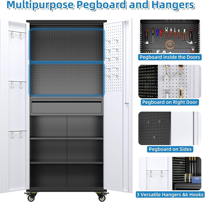 Metal Garage Cabinet with Wheels, Assembly Required - Image 5