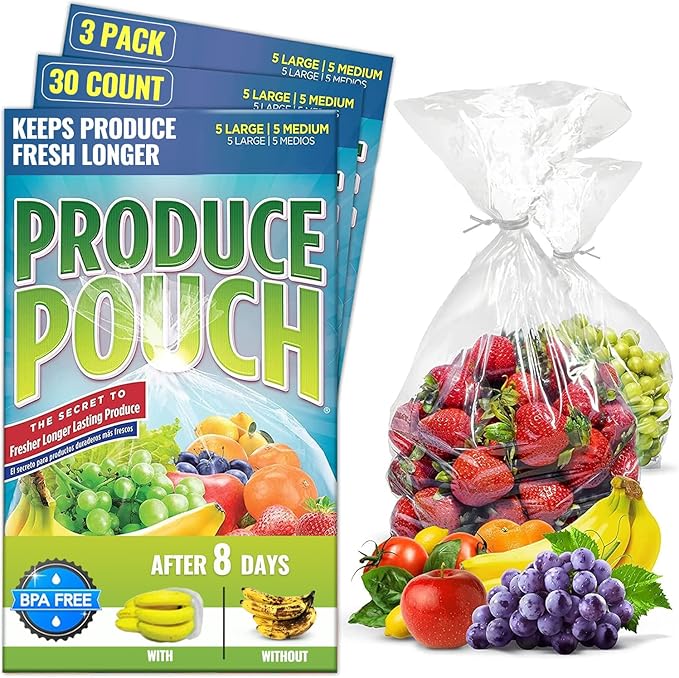 30-Pack - Extend Shelf Life, Reusable Produce Bags by ProducePouch