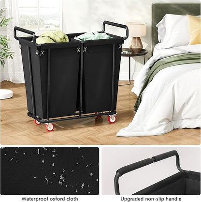 Large laundry hamper with Wheels, 2 Bag 360L Big Rolling Laundry Basket Sorter - Image 4